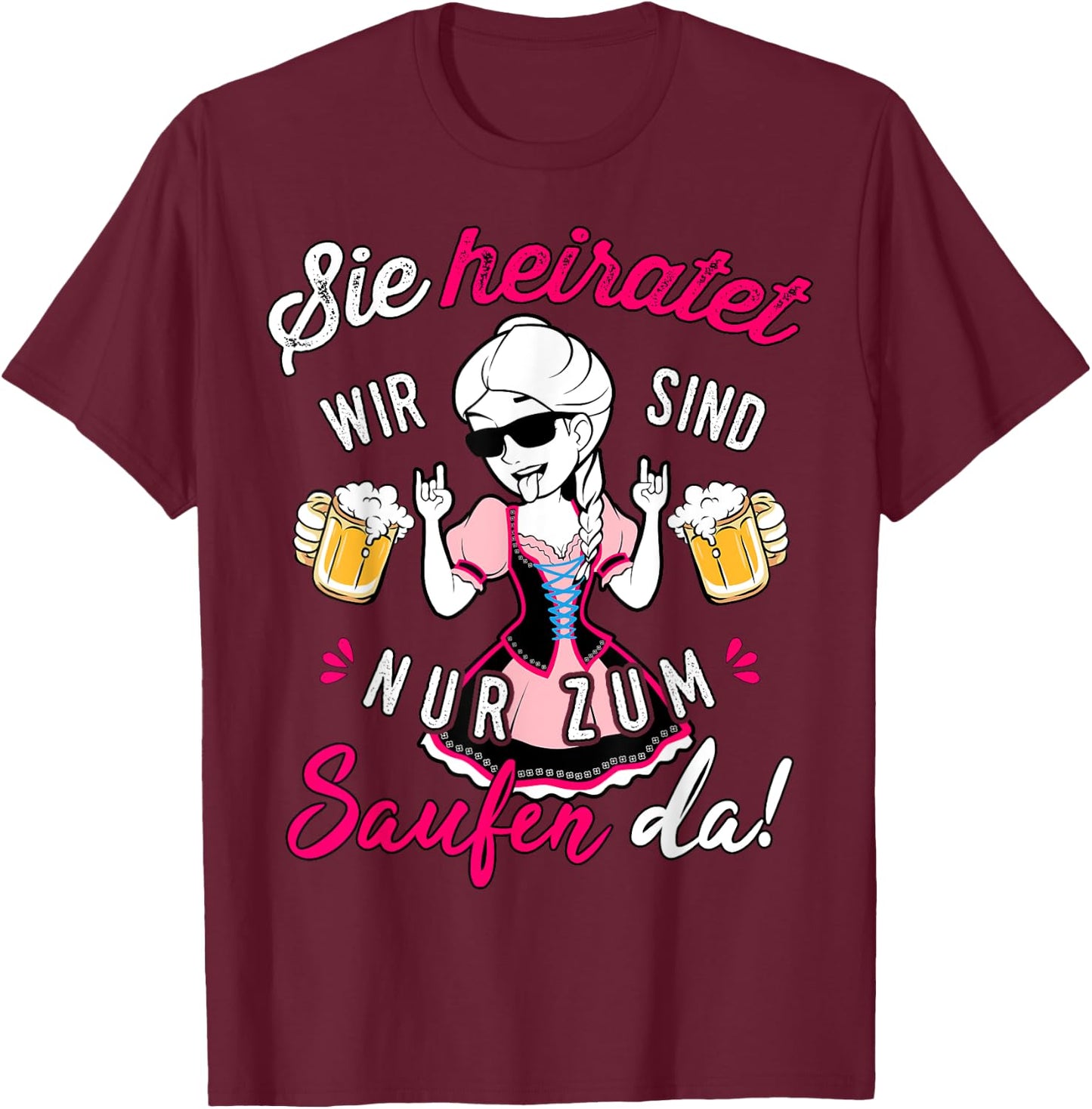 Team Bride Outfit JGA Women's Hen Night , black T-Shirt - T-Shirt | Maroon