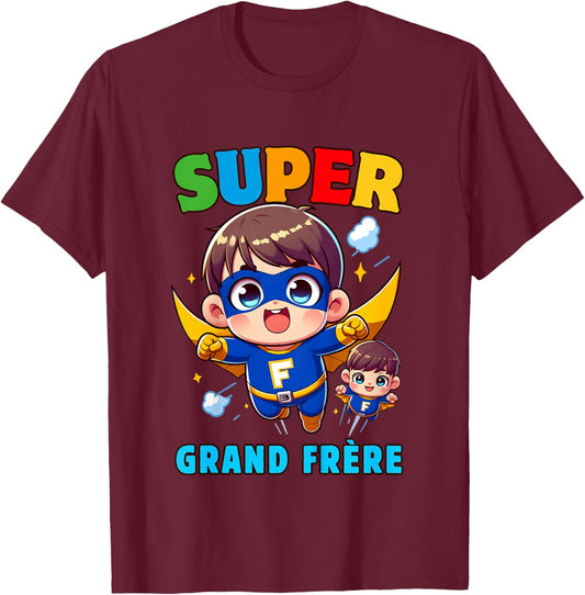 Kid Big Brother 2025 Gift Boys Super Big Brother , white, 2 T-Shirt - T-Shirt | Maroon
