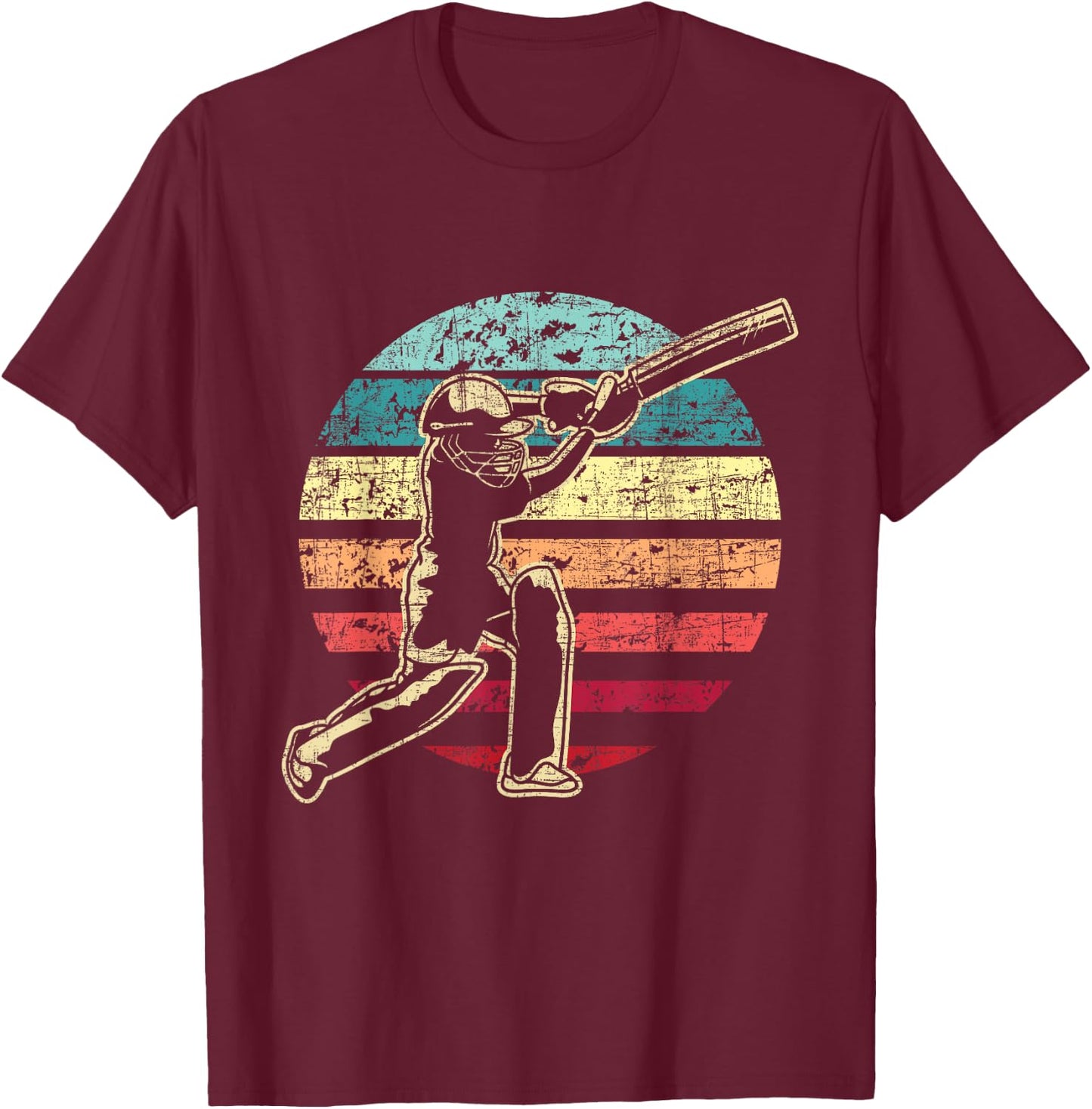 Retro Vintage Cricket Game - Cricketer Cricketing Batting T-Shirt - T-Shirt | Maroon