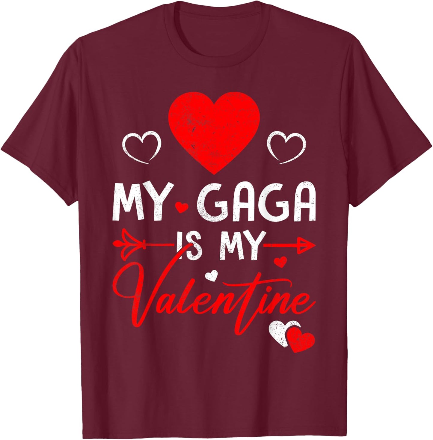Family Matching Love Heart My Gaga Is My Valentine T-Shirt - T-Shirt | Maroon