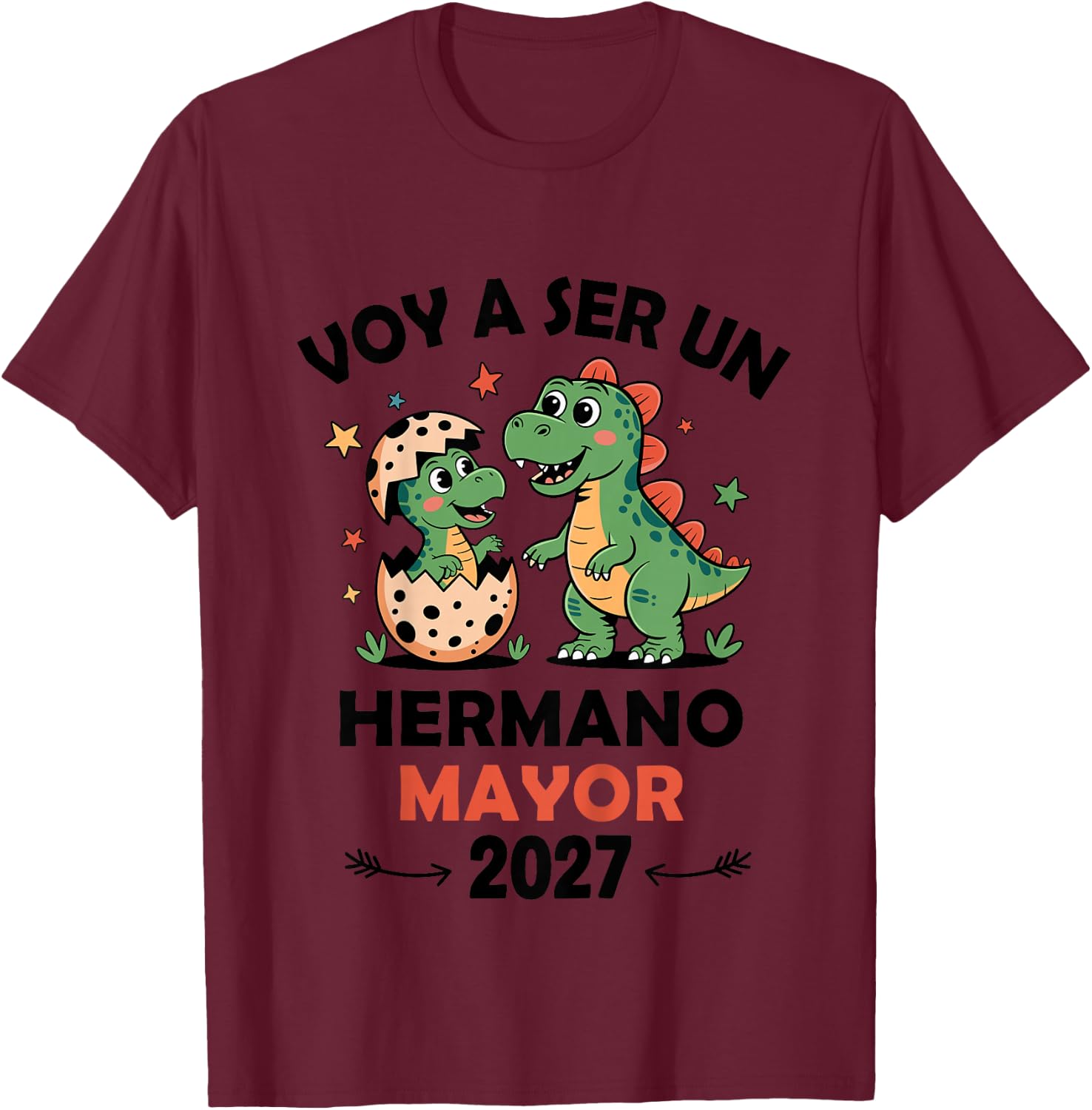 Kids Hermano Mayor 2027 Promoted to Big Brother Spanish T-Shirt - T-Shirt | Maroon