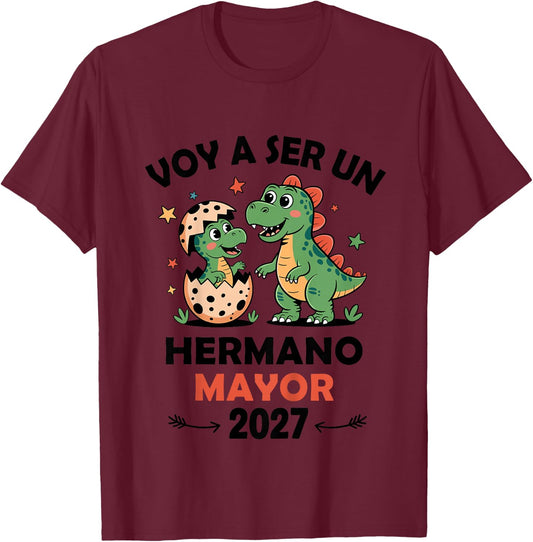 Kids Hermano Mayor 2027 Promoted to Big Brother Spanish T-Shirt - T-Shirt | Maroon