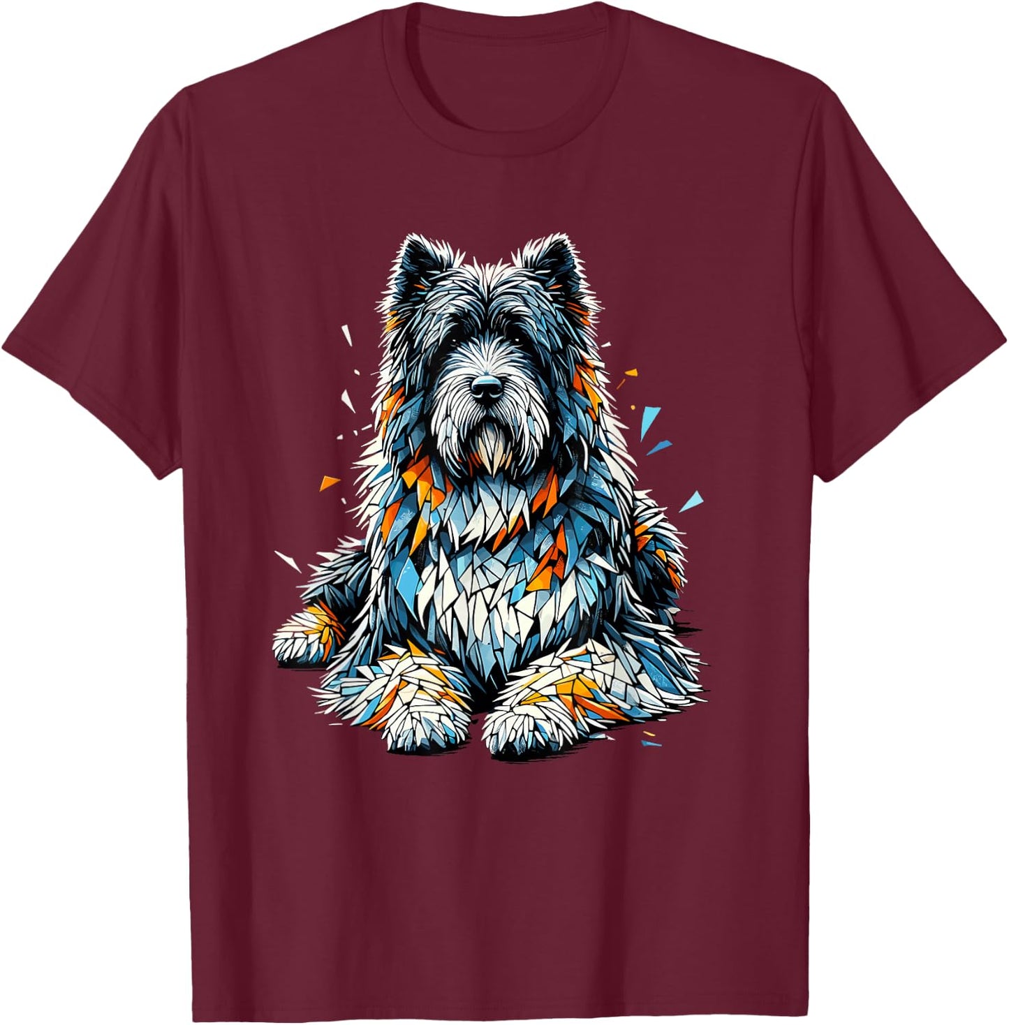 Polygon Art Bouvier Des Flandres T-Shirt - T-Shirt | Maroon