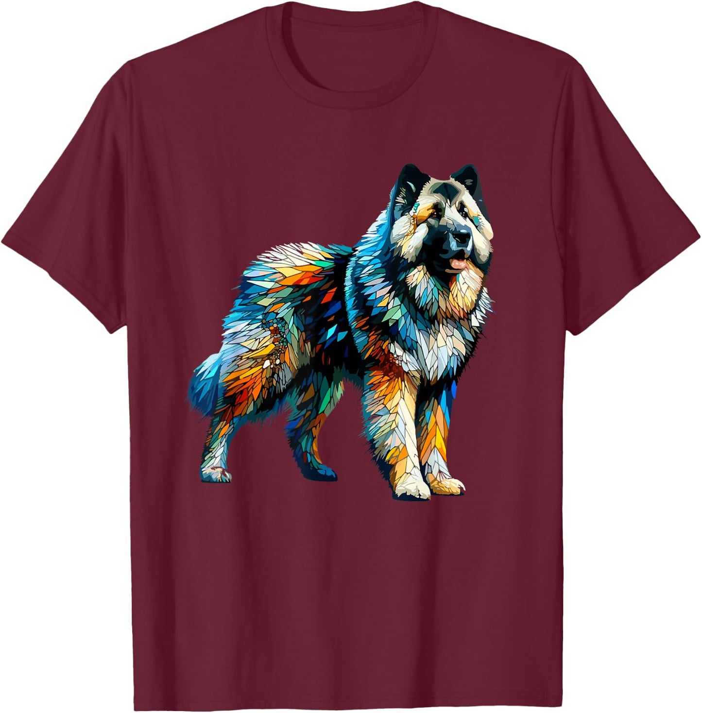 Polygon Art Caucasian Shepherd Dog Caucasian Ovcharka T-Shirt - T-Shirt | Maroon