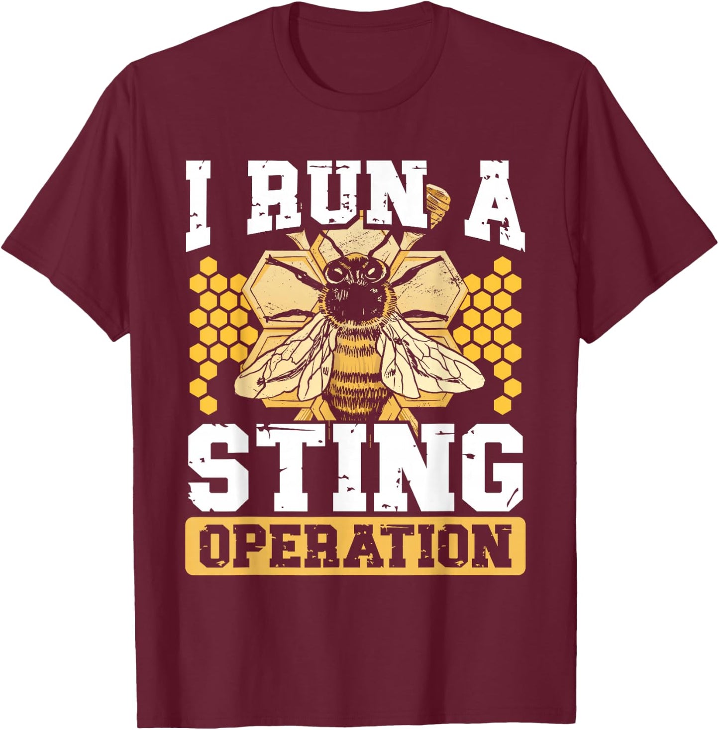 Beekeeping Enthusiast Artistic Honeycomb Queen Insect Bee T-Shirt - T-Shirt | Maroon