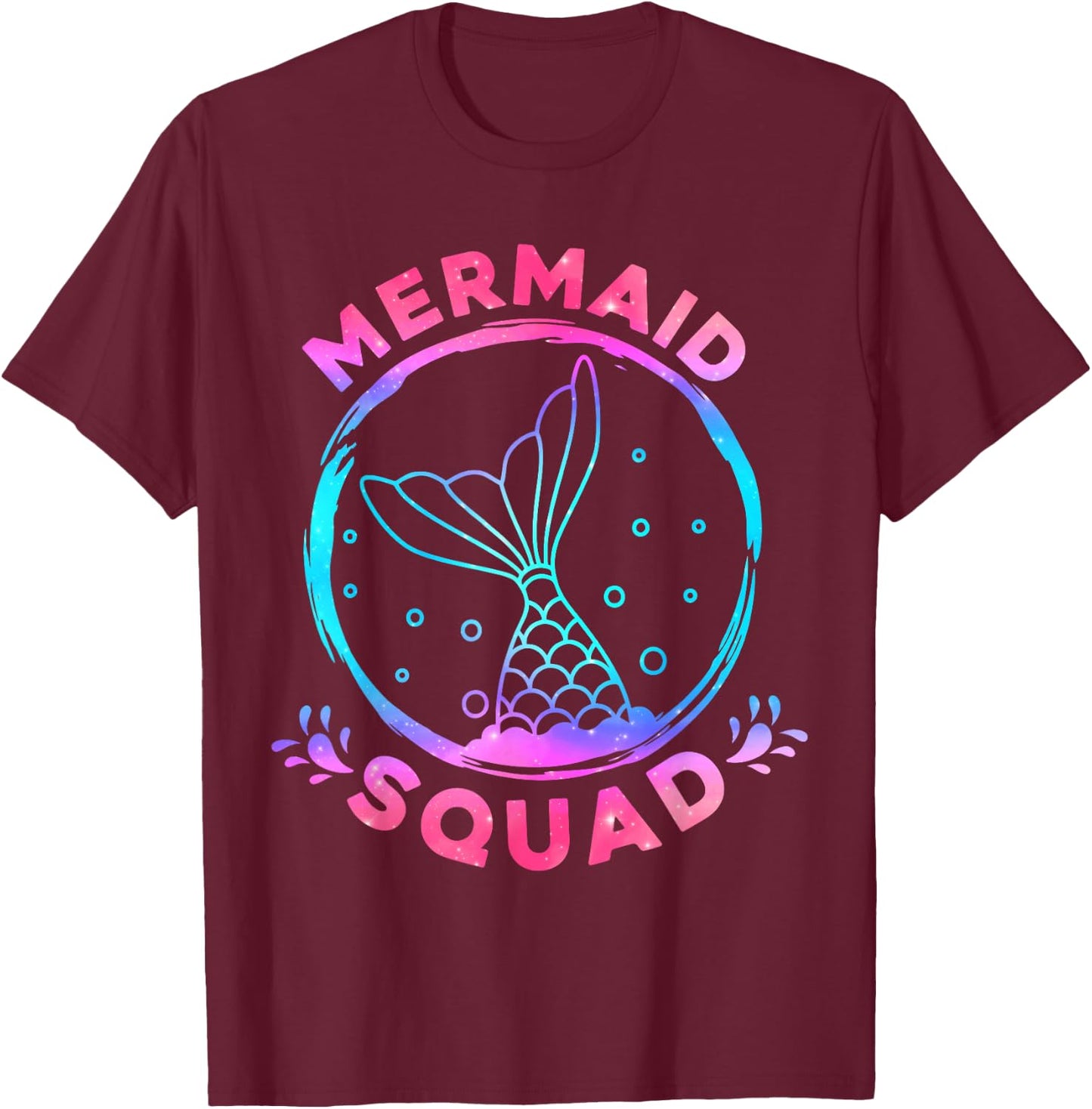 Mermaid Squad Party Matching Birthday Kids T-Shirt - T-Shirt | Maroon