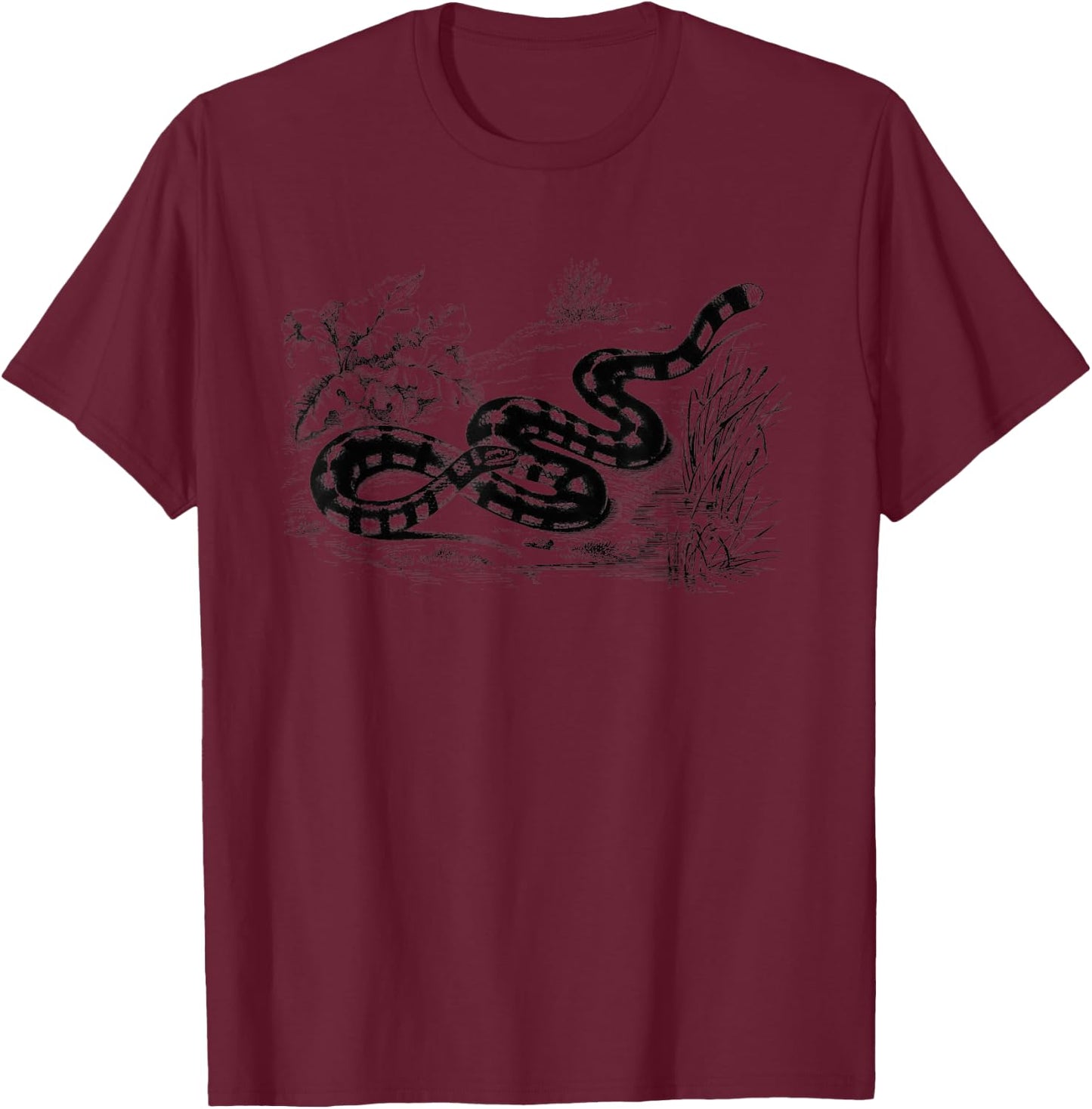 Black-banded Sea Krait Erabu Snake Vintage Ophiology Art T-Shirt - T-Shirt | Maroon
