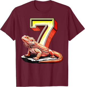 7 Year Old Bearded Dragon Reptile 7th Birthday Party Repti T-Shirt - T-Shirt | Maroon