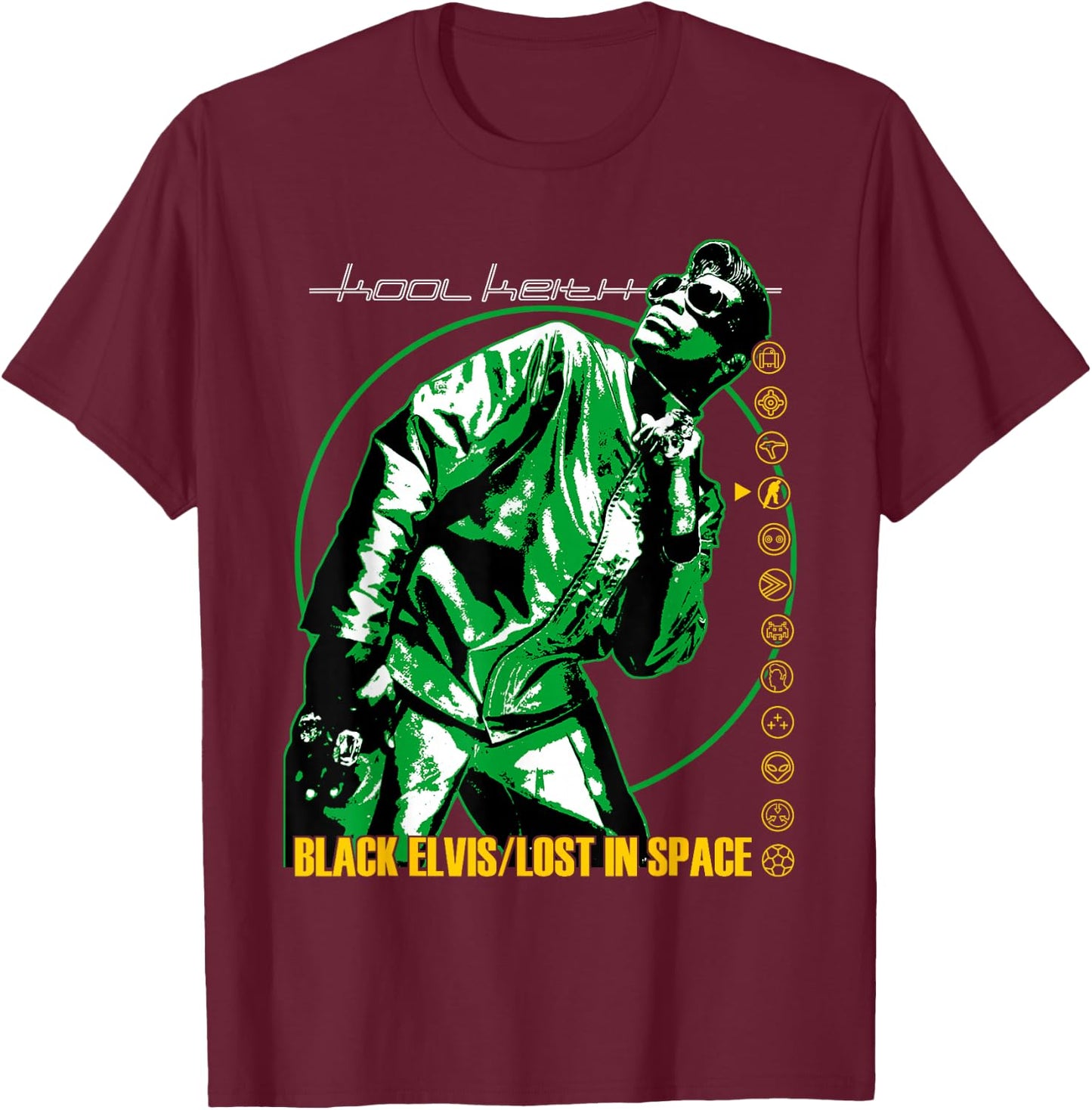 Control Industry - Kool Keith Verloren im Weltraum Schwarz Erwachsene S EU 16 V-Ausschnitt Kurzarm Polyester 100% Klassisch Exklusive Kool Keith-Design T-Shirt - T-Shirt | Maroon