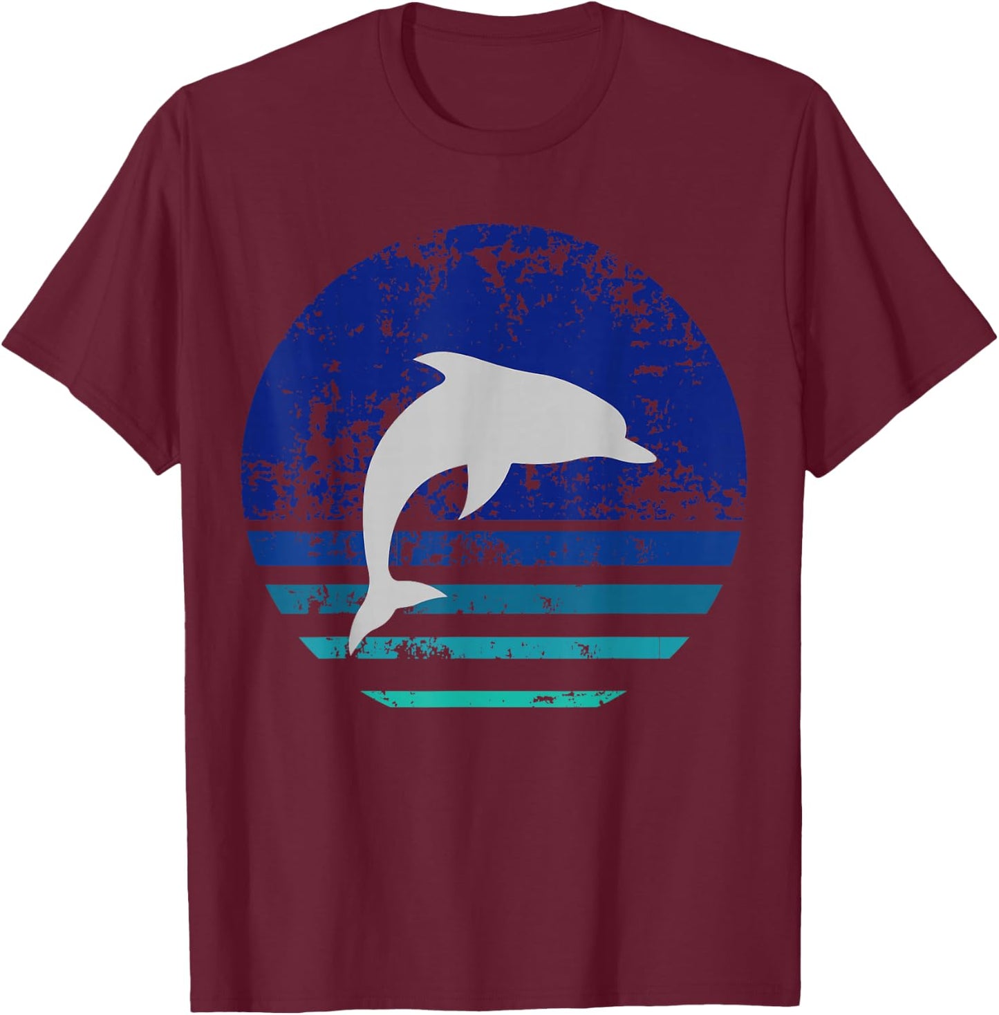 Vintage Retro Distressed Dolphin Gift T-Shirt - T-Shirt | Maroon