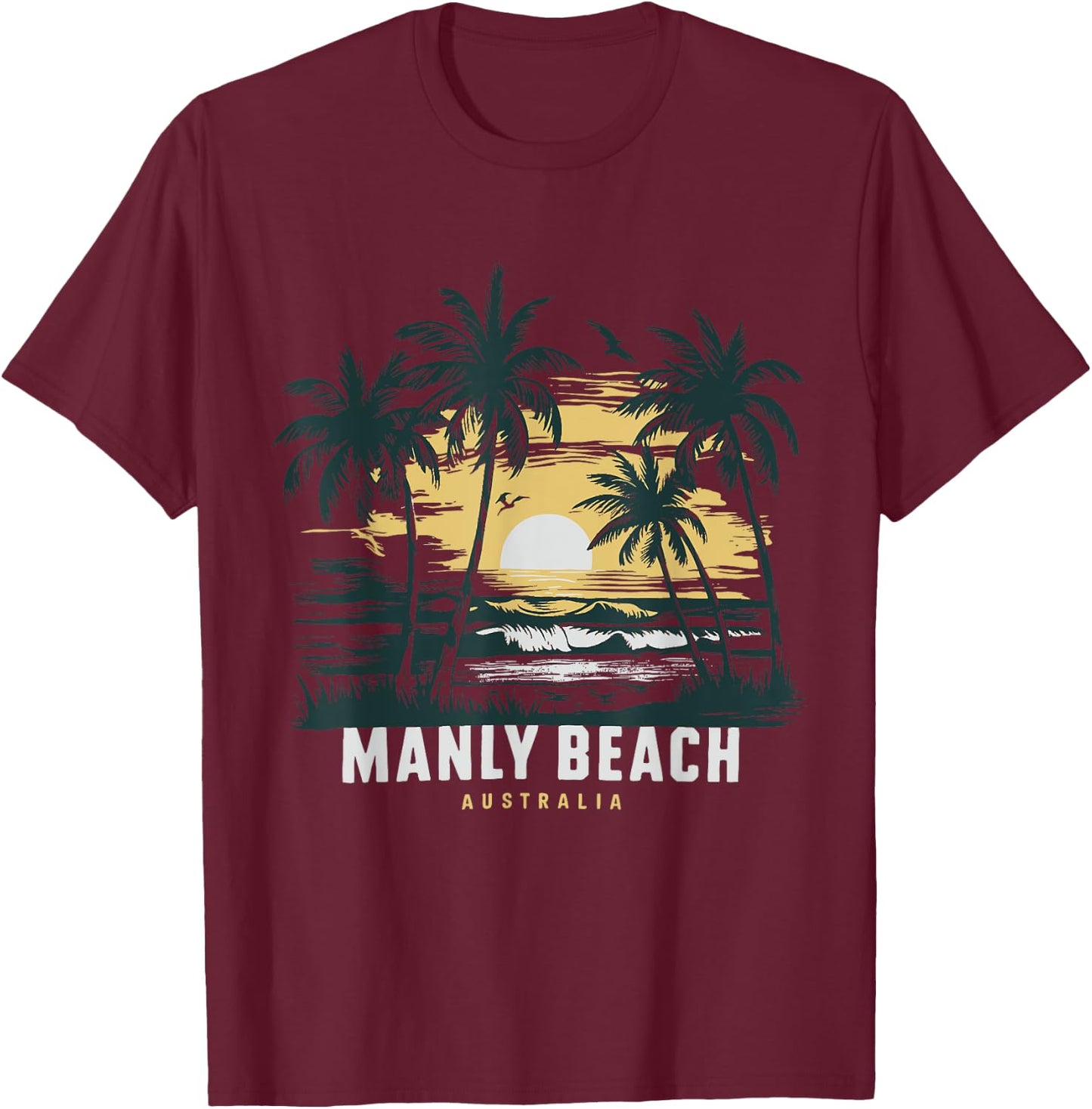 Australia Manly Beach T-Shirt - T-Shirt | Maroon
