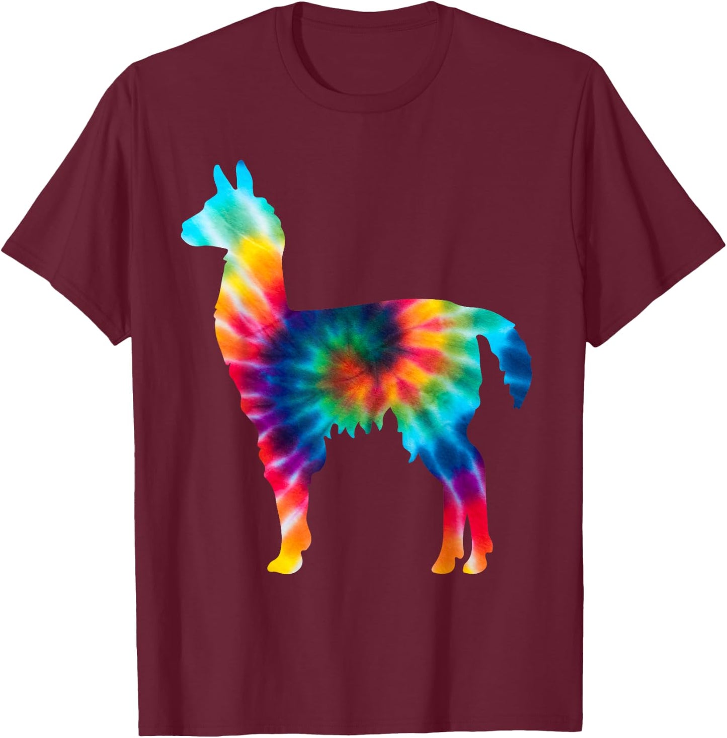 Funny Llama Tie Dye Psychedelic Hippie 60s 70s Graphic T-Shirt - T-Shirt | Maroon
