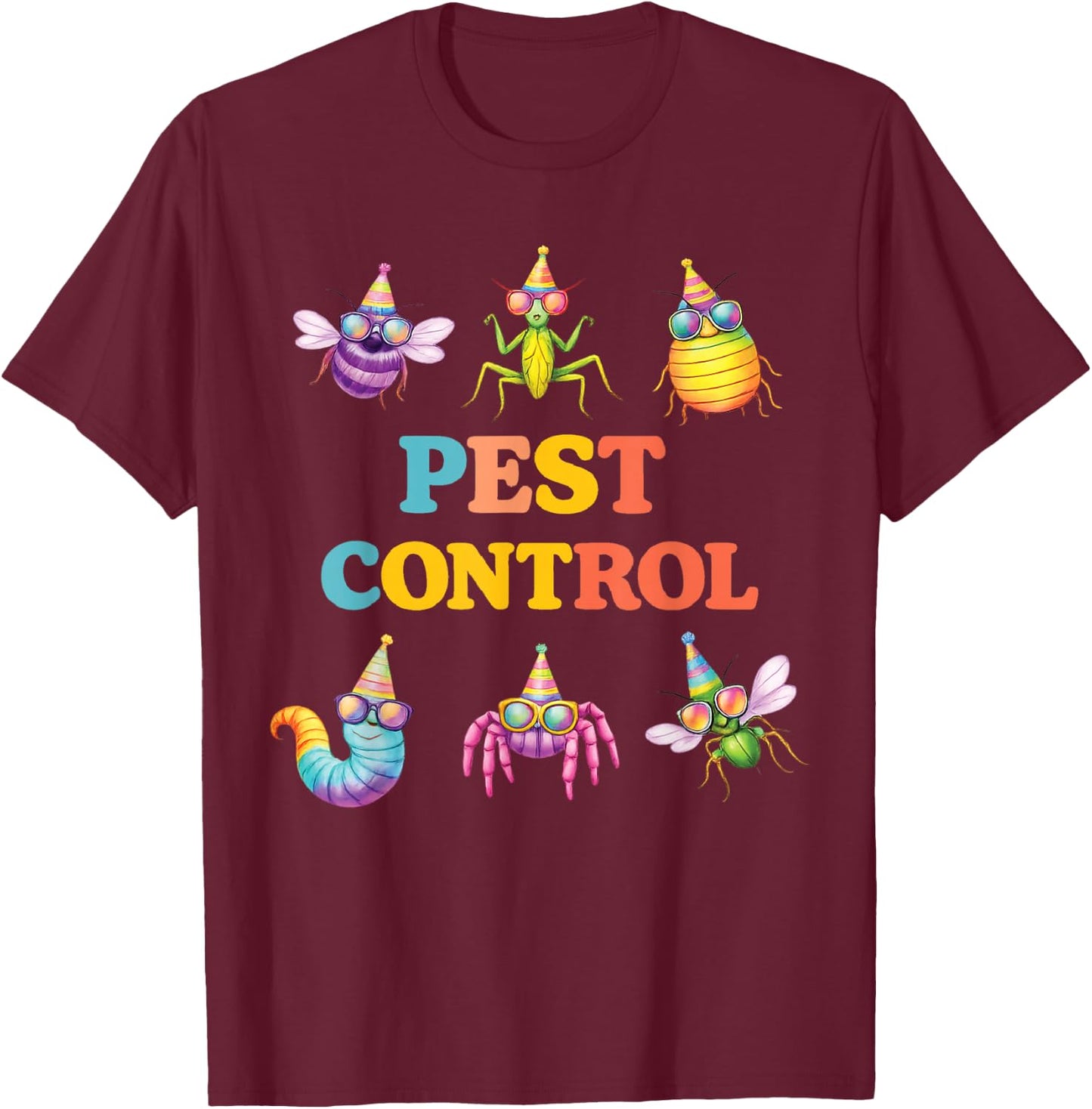 Insect Birthday Bug Pest Control Kids Party Funny Insects T-Shirt - T-Shirt | Maroon