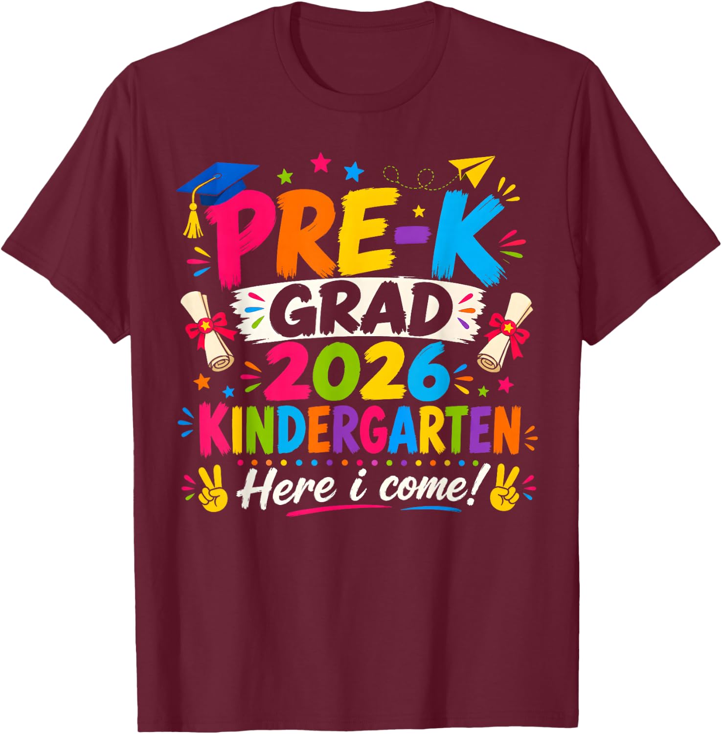 Pre-k Graduation 2026 Preschool Graduate Kids Boys Girls T-Shirt - T-Shirt | Maroon