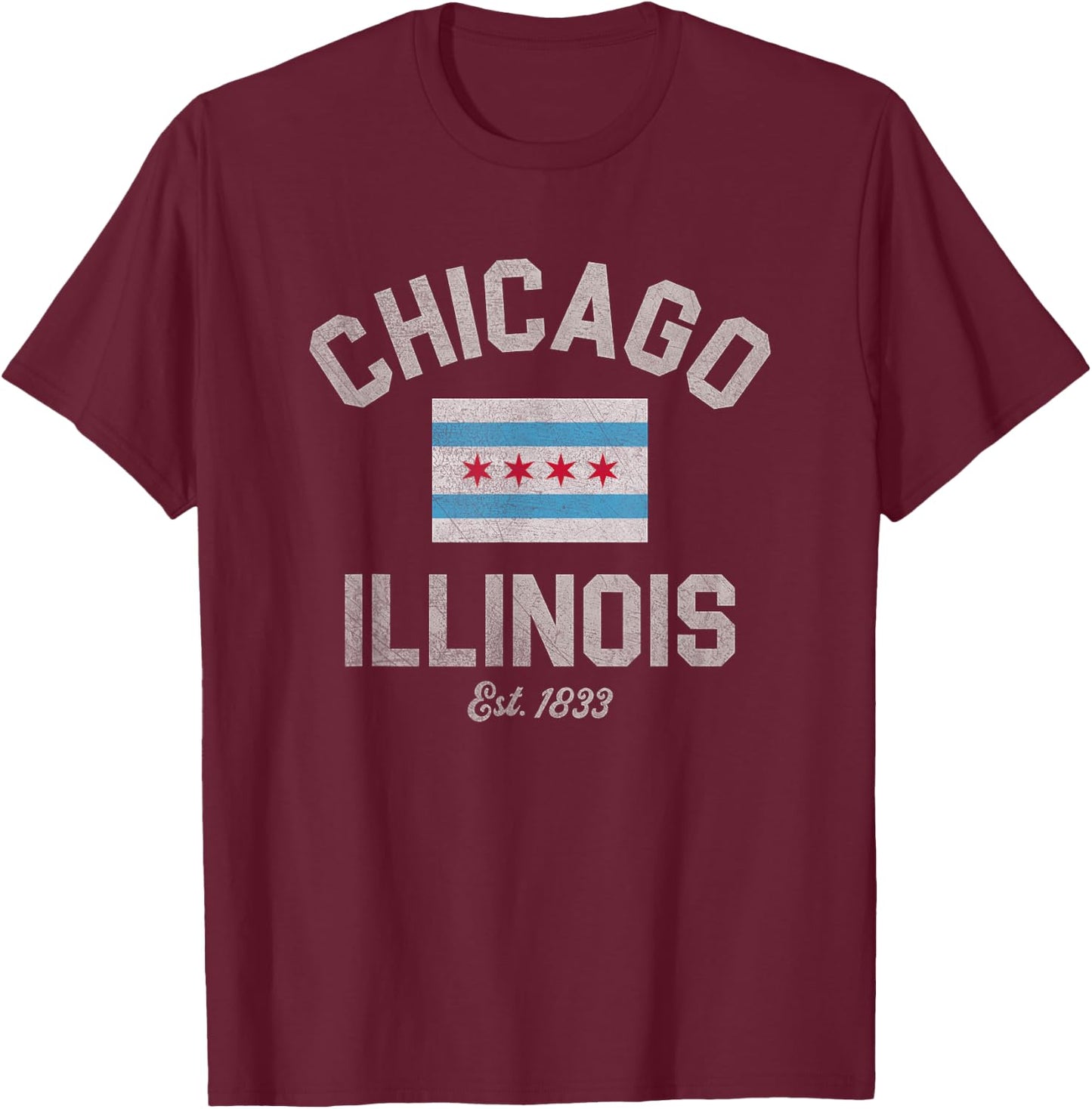Vintage Chicago Illinois Est. 1833 Vintage T-Shirt - T-Shirt | Maroon