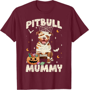 Halloween Costume Pitbull Lover Mummy Dog Owner Men Women T-Shirt - T-Shirt | Maroon