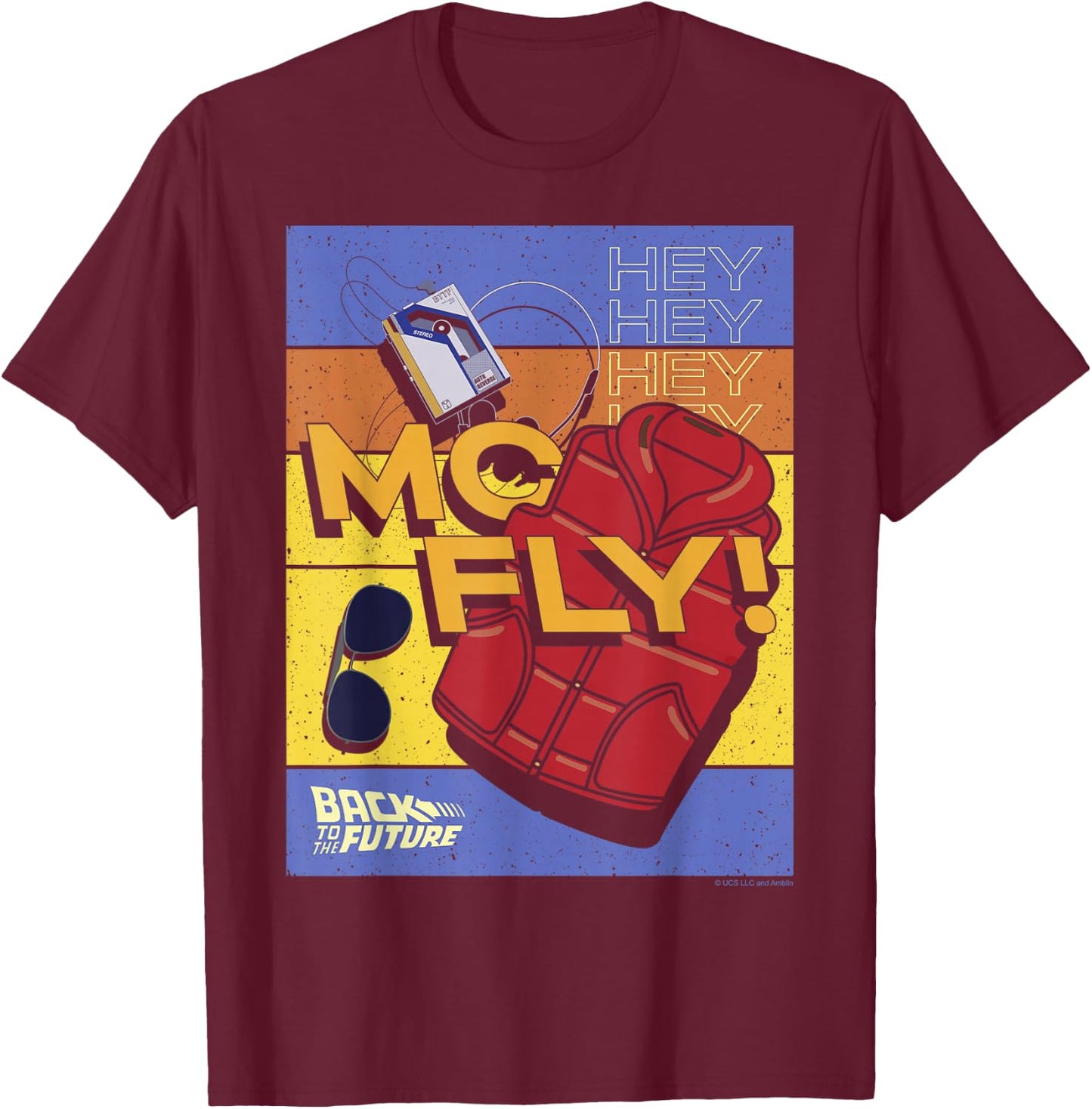Back to The Future 35th Anniversary McFly Item Poster T-Shirt - T-Shirt | Maroon
