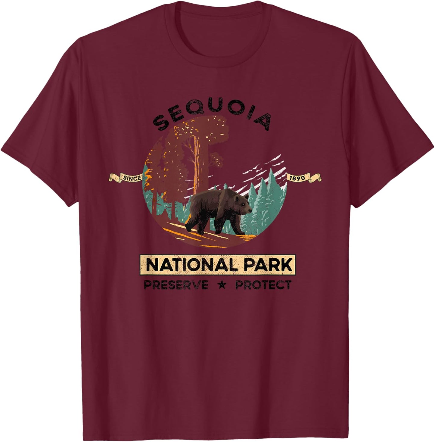 California National Park Sequoia National Park T-Shirt - T-Shirt | Maroon