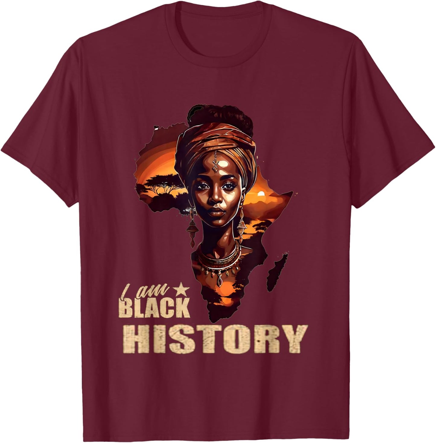 Black History Month Afrikanische Frau, Mädchen und Kinder T-Shirt - T-Shirt | Maroon