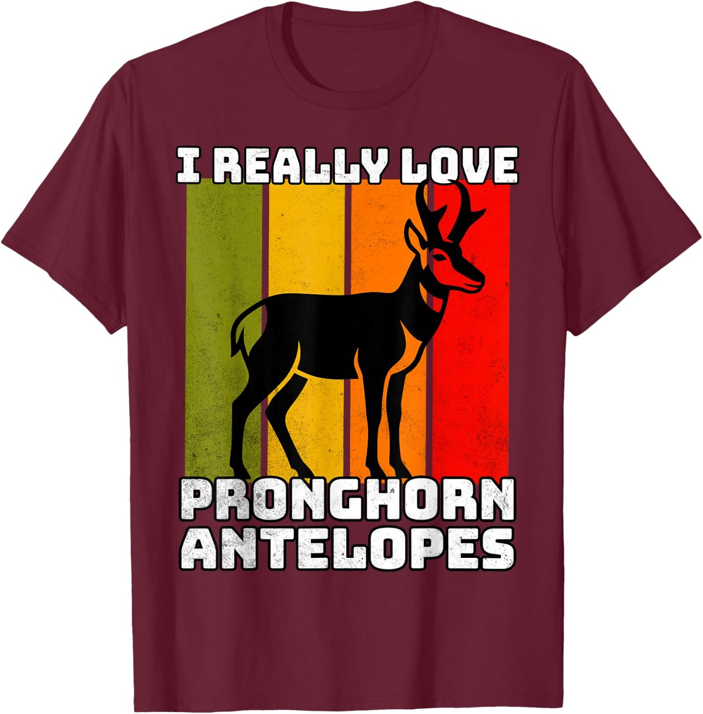 Pronghorn Antelope Retro Pronghorn Antelope T-Shirt - T-Shirt | Maroon