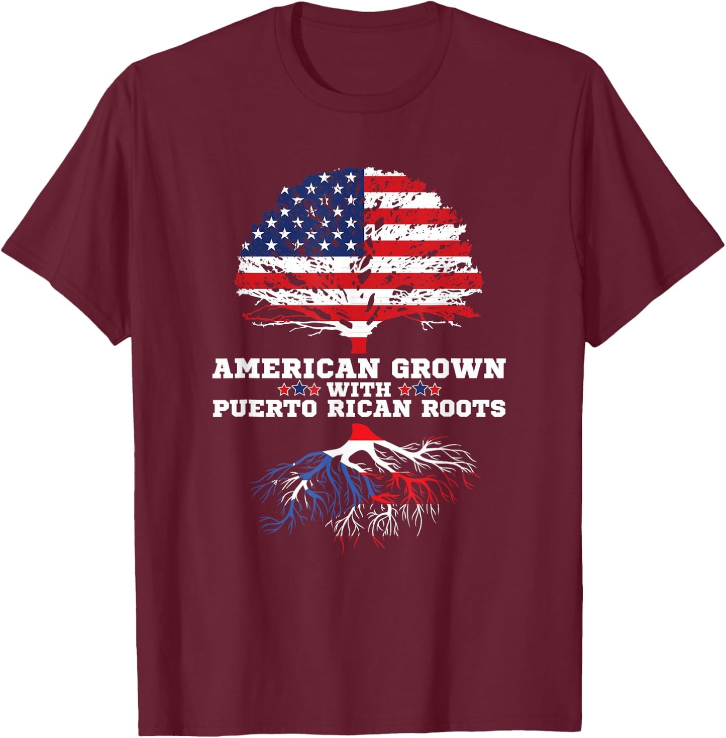 Puerto Rico Roots American Grown Puerto Rican Roots T-Shirt - T-Shirt | Maroon