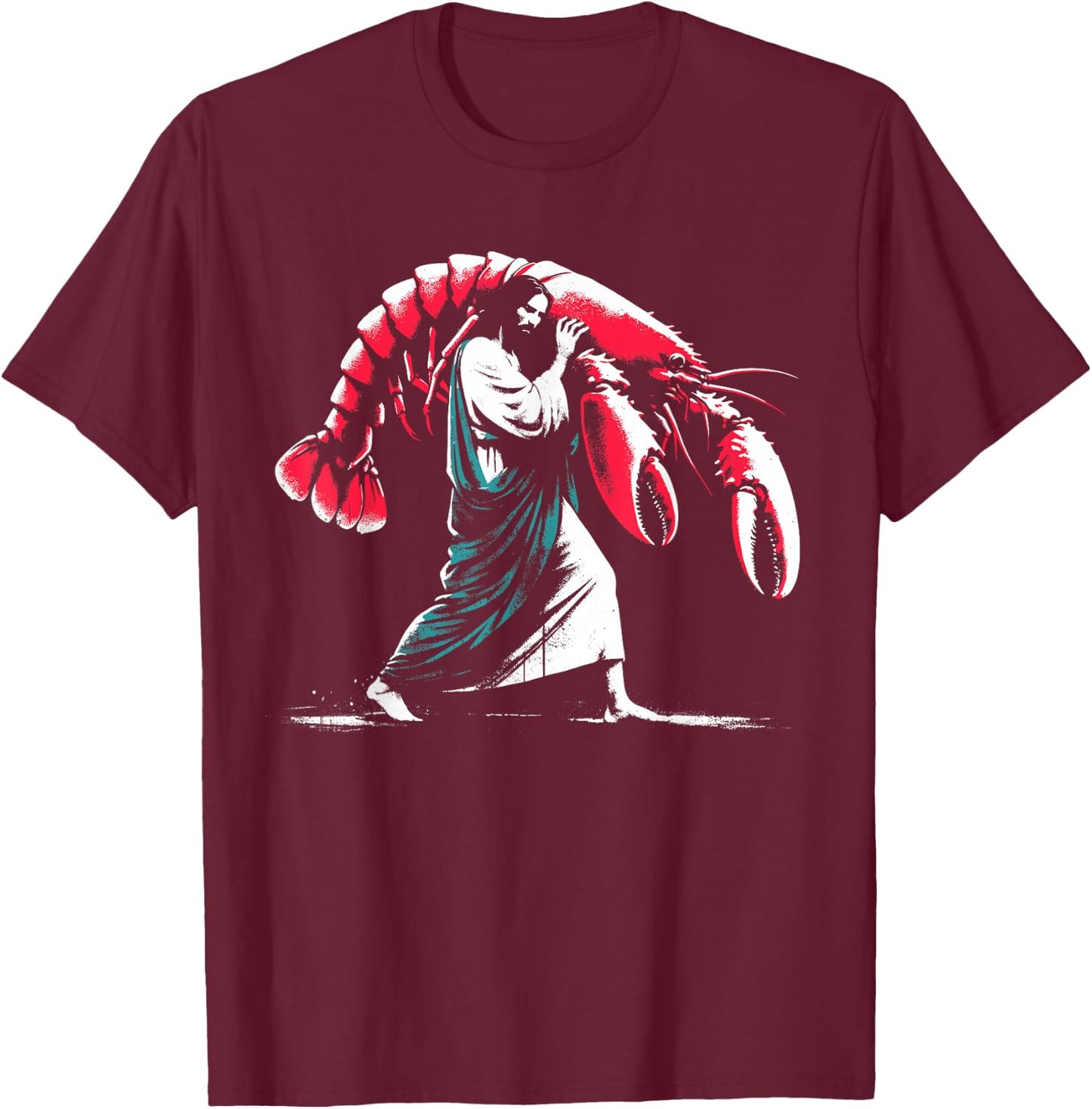 Jesus Caught Lobster - Funny Christian Lobster Lover T-Shirt - T-Shirt | Maroon