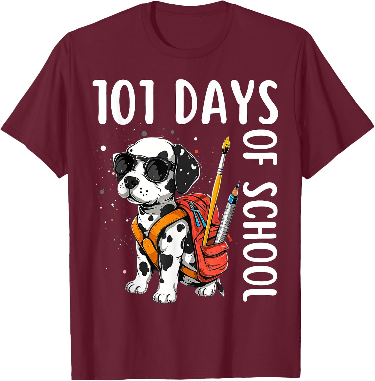 100 Days Of School Dalmatian Dog Shirt For Kids Boys Girls T-Shirt - T-Shirt | Maroon