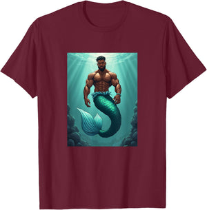 LGBTQ Transgender Gay Muscle African Mermaid Gay Merman T-Shirt - T-Shirt | Maroon