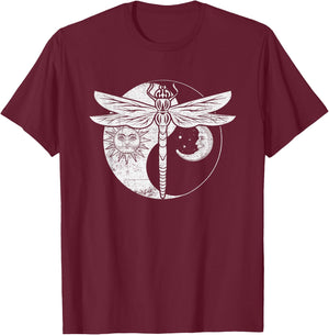 Yin Yang Dragonfly Hippie Free Spirit T-Shirt - T-Shirt | Maroon
