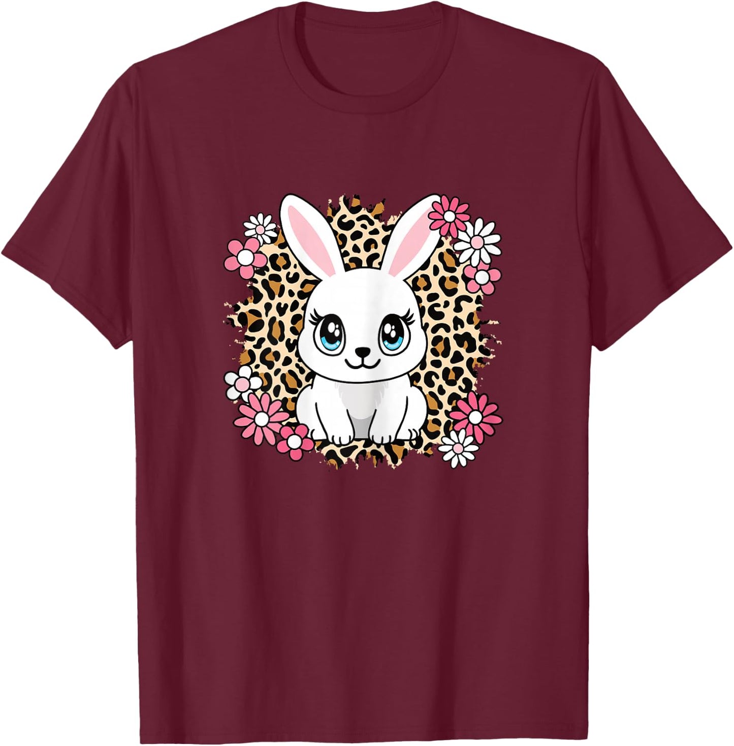 Cute Rabbit Flowers Bunny Lover Women Girls Kids T-Shirt - T-Shirt | Maroon