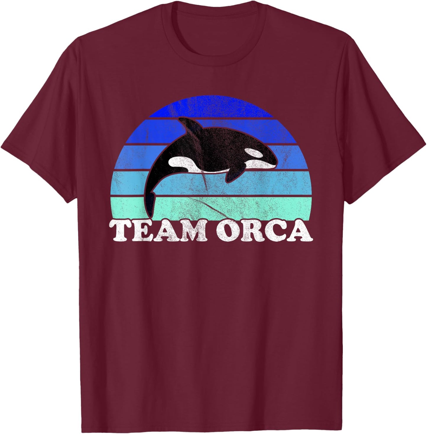 Team Orca - Whale Ocean Retro Sunset T-Shirt - T-Shirt | Maroon