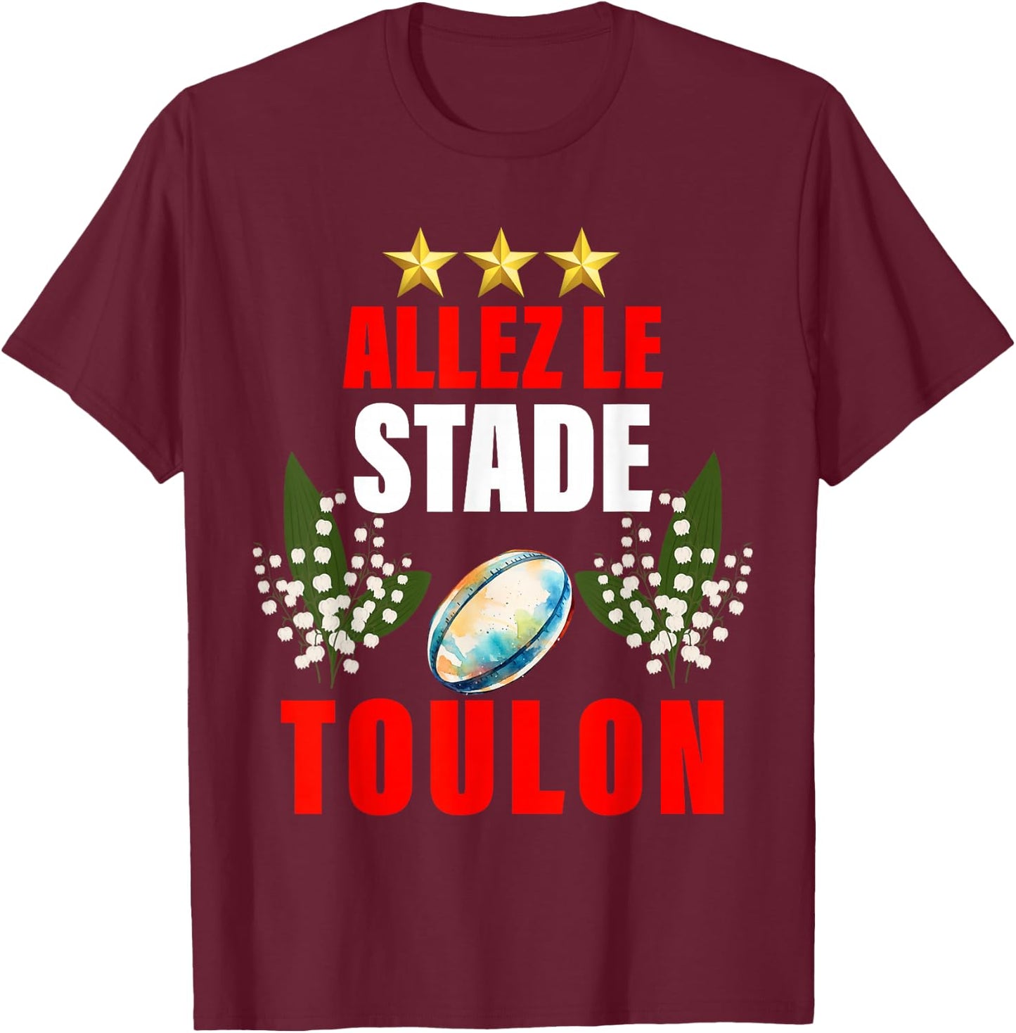 Rugby Toulon 3 Stars Oval Ball Supporter T-Shirt - T-Shirt | Maroon