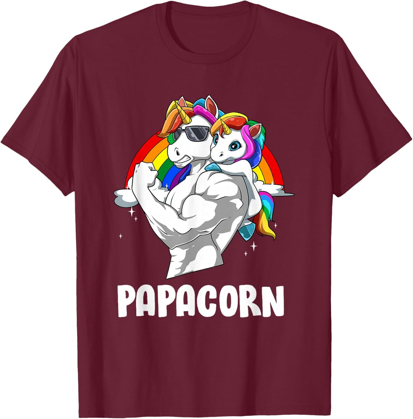Funny Papacorn Papa Unicorn , black T-Shirt - T-Shirt | Maroon
