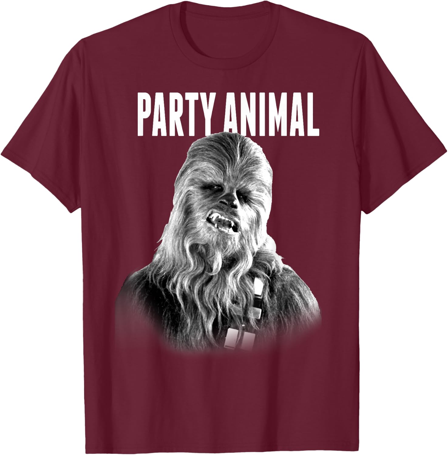 Star Wars Party Animal Chewie Head Shot T-Shirt - T-Shirt | Maroon