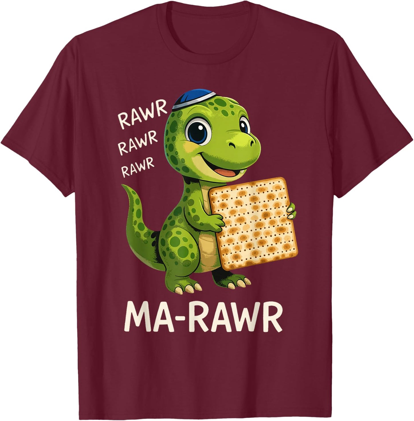 Ma-Rawr Dinosaur Funny Passover Maror Pun T-Shirt - T-Shirt | Maroon