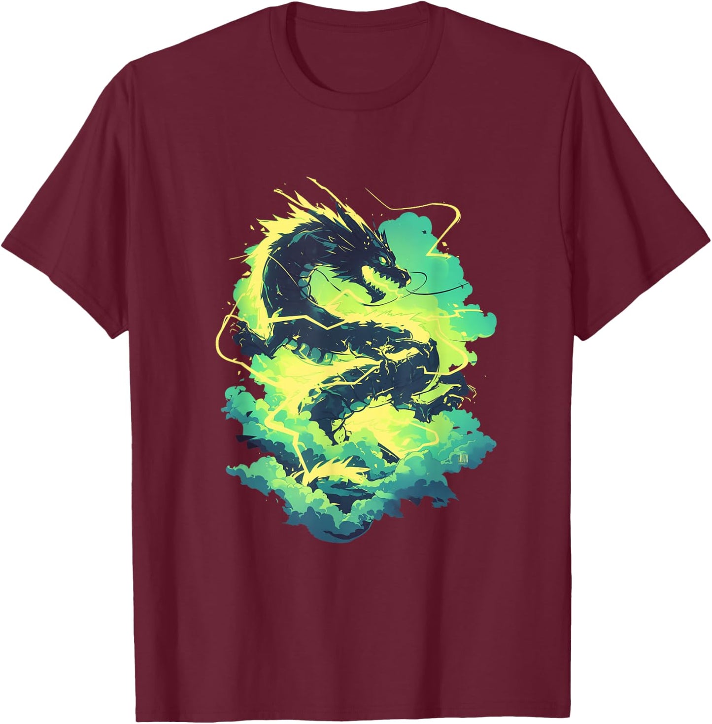 Ethereal Dragon: Protector of the Cloud Realms T-Shirt - T-Shirt | Maroon