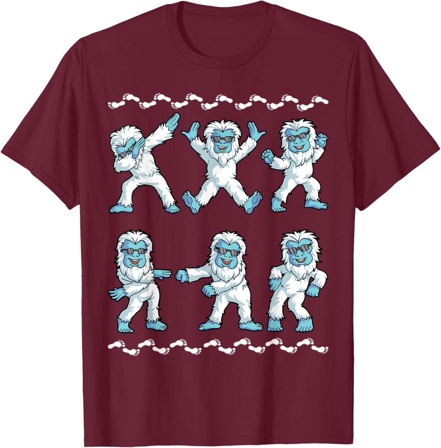 Dancing Yeti Abominable Dance Dab Boy Girls Kids Funny T-Shirt - T-Shirt | Maroon
