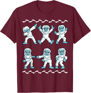 Dancing Yeti Abominable Dance Dab Boy Girls Kids Funny T-Shirt - T-Shirt | Maroon