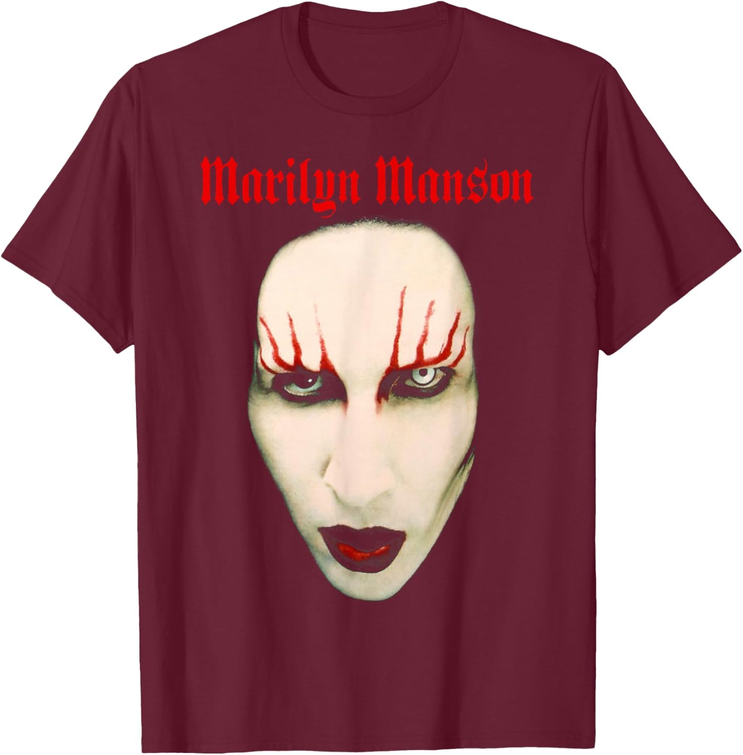 Marilyn Manson – Big Face Red Lips , Black, S T-Shirt - T-Shirt | Maroon