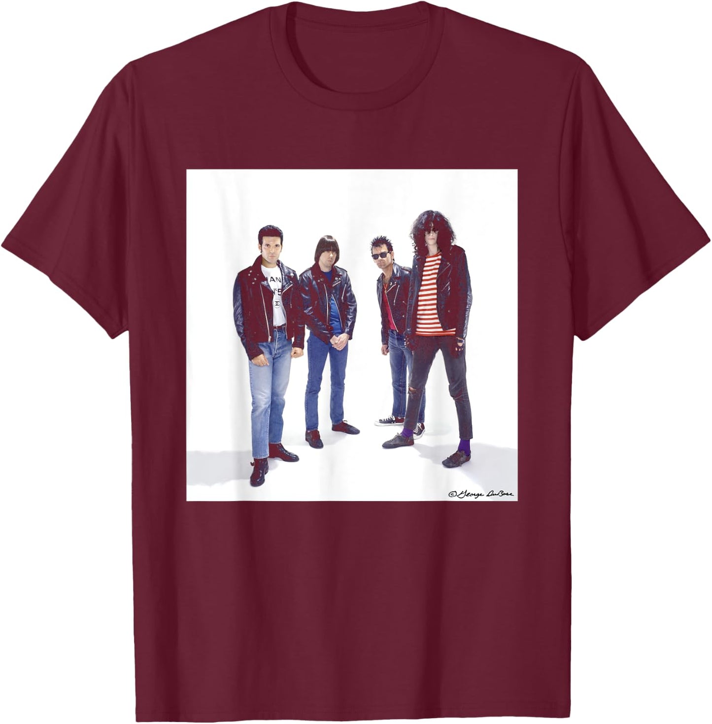 Ramones & Clement Burke Band Shoot By George DuBose T-Shirt - T-Shirt | Maroon