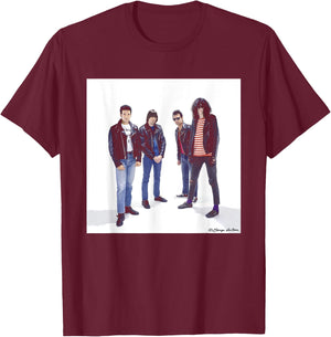 Ramones & Clement Burke Band Shoot By George DuBose T-Shirt - T-Shirt | Maroon