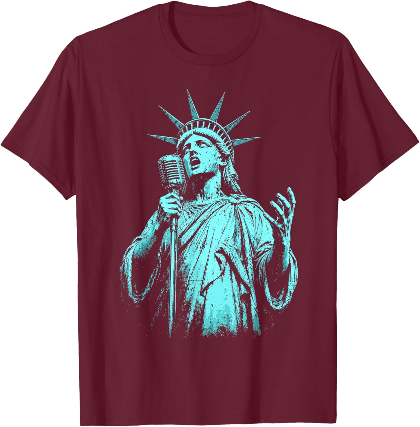 4th of July Statue of Liberty Singer 1776 2026 T-Shirt - T-Shirt | Maroon