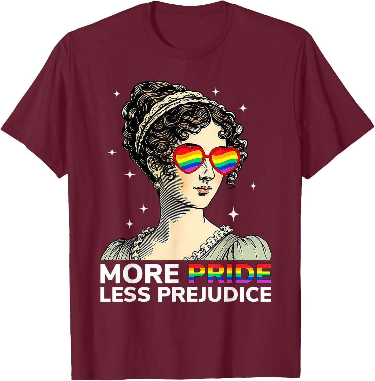 More Pride Less Prejudice Pride Month LGBTQ Gay Lesbian T-Shirt - T-Shirt | Maroon