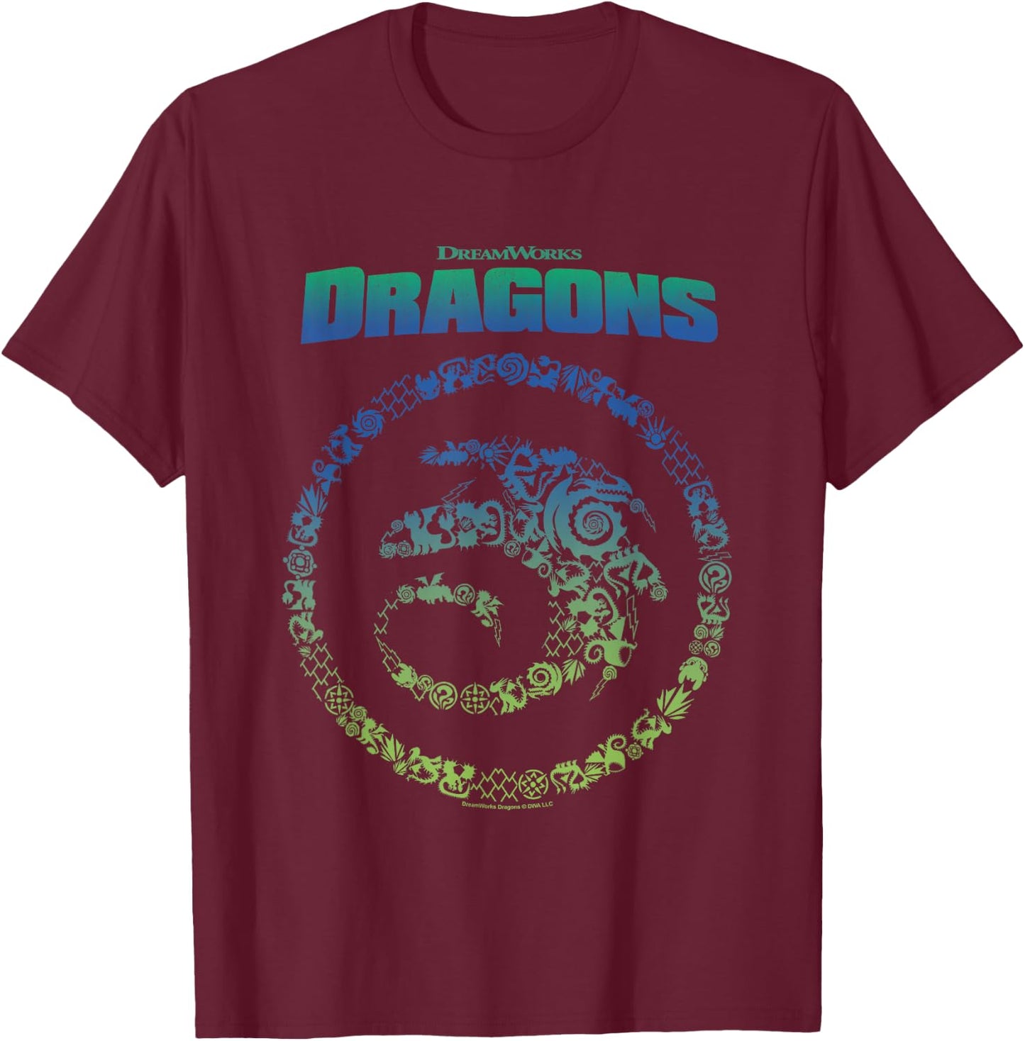 How to Train Your Dragon Toothless Vintage Symbols Logo , Black, S T-Shirt - T-Shirt | Maroon