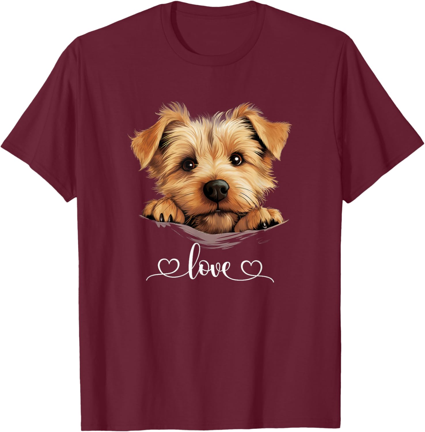 Cute Dog Graphic Love Norfolk Terrier Dog T-Shirt - T-Shirt | Maroon