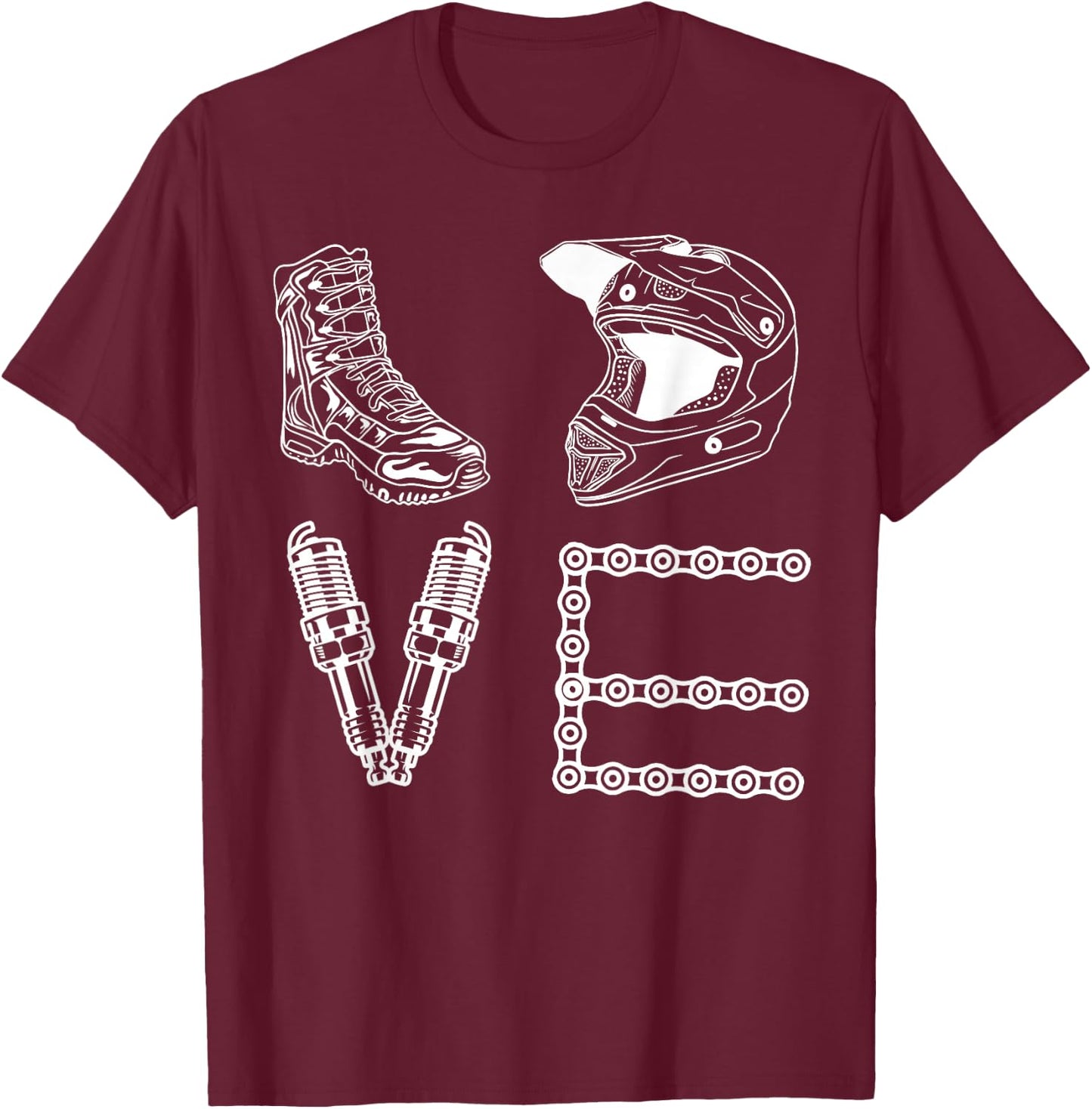 Moto Gear Race Essentials - Dirtbike Love Motocross MX Life T-Shirt - T-Shirt | Maroon