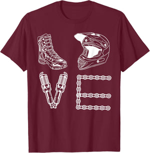 Moto Gear Race Essentials - Dirtbike Love Motocross MX Life T-Shirt - T-Shirt | Maroon