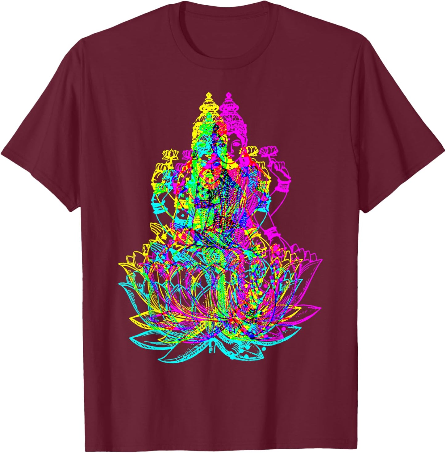 Hindu Goddess Lakshmi Shakti - Psychedelic Colors T-Shirt - T-Shirt | Maroon