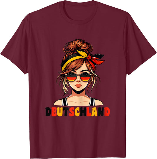 Deutschland Damen Frau Deutsch Deutsches Mädchen Damen Girl T-Shirt - T-Shirt | Maroon