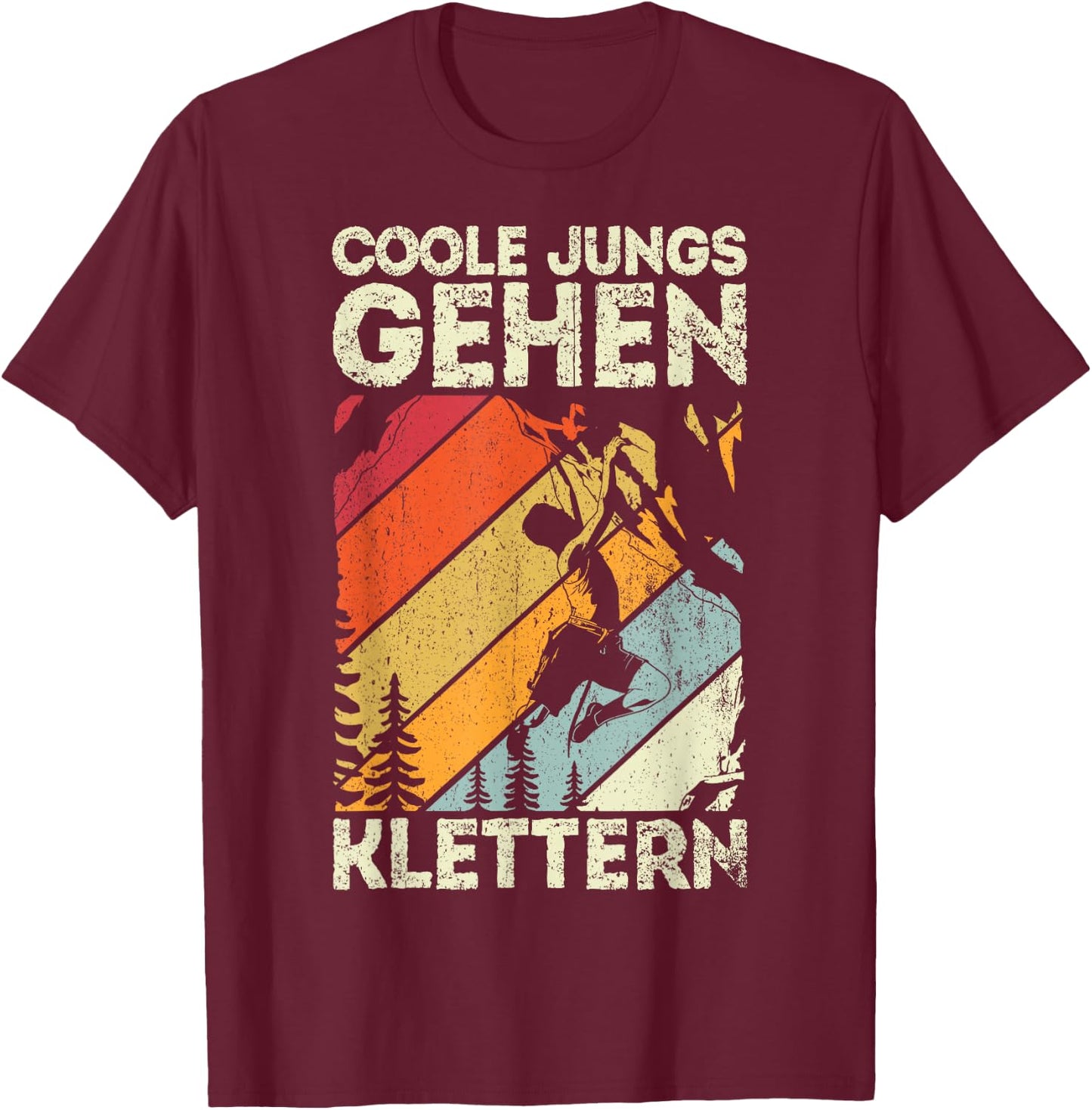 Cool Boys Go Climbing - Climbing Gift Boys' , black, s T-Shirt - T-Shirt | Maroon